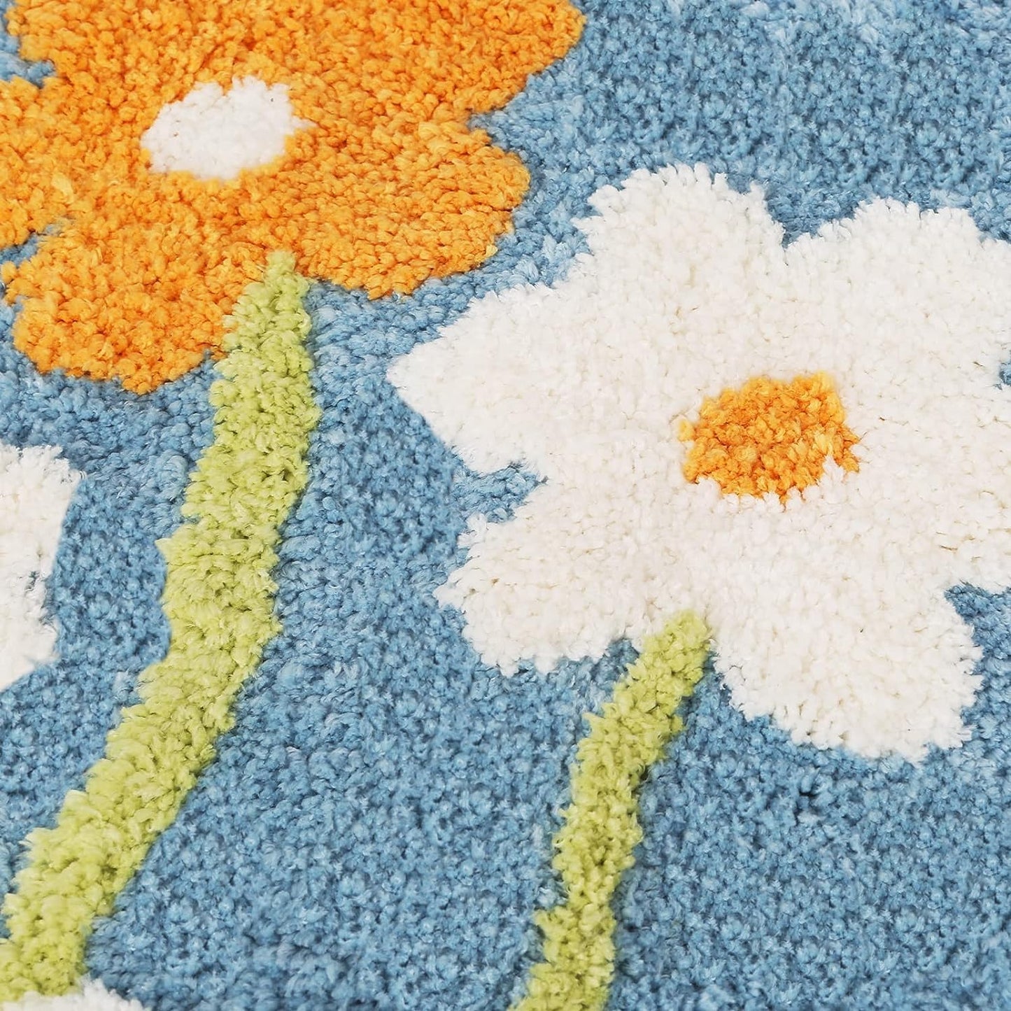 Flower Super Soft Anti-Skid 2000 GSM Microfibre Mat (40x60 cm) Pack of 1 | Absorbent Bath, Floor, Door Mat, Rug