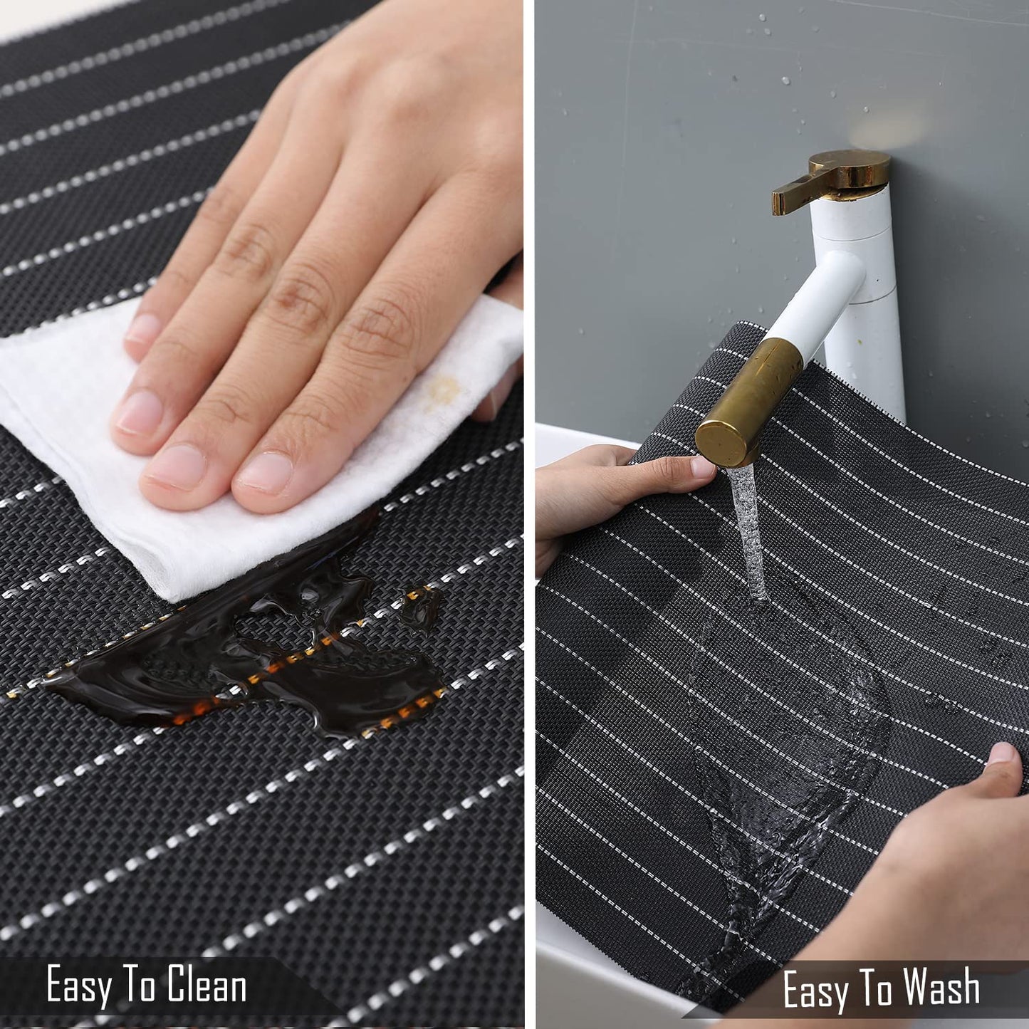 Grey Striped Easy Clean Table Runner 30x180 cm | Dining Kitchen Home Decor