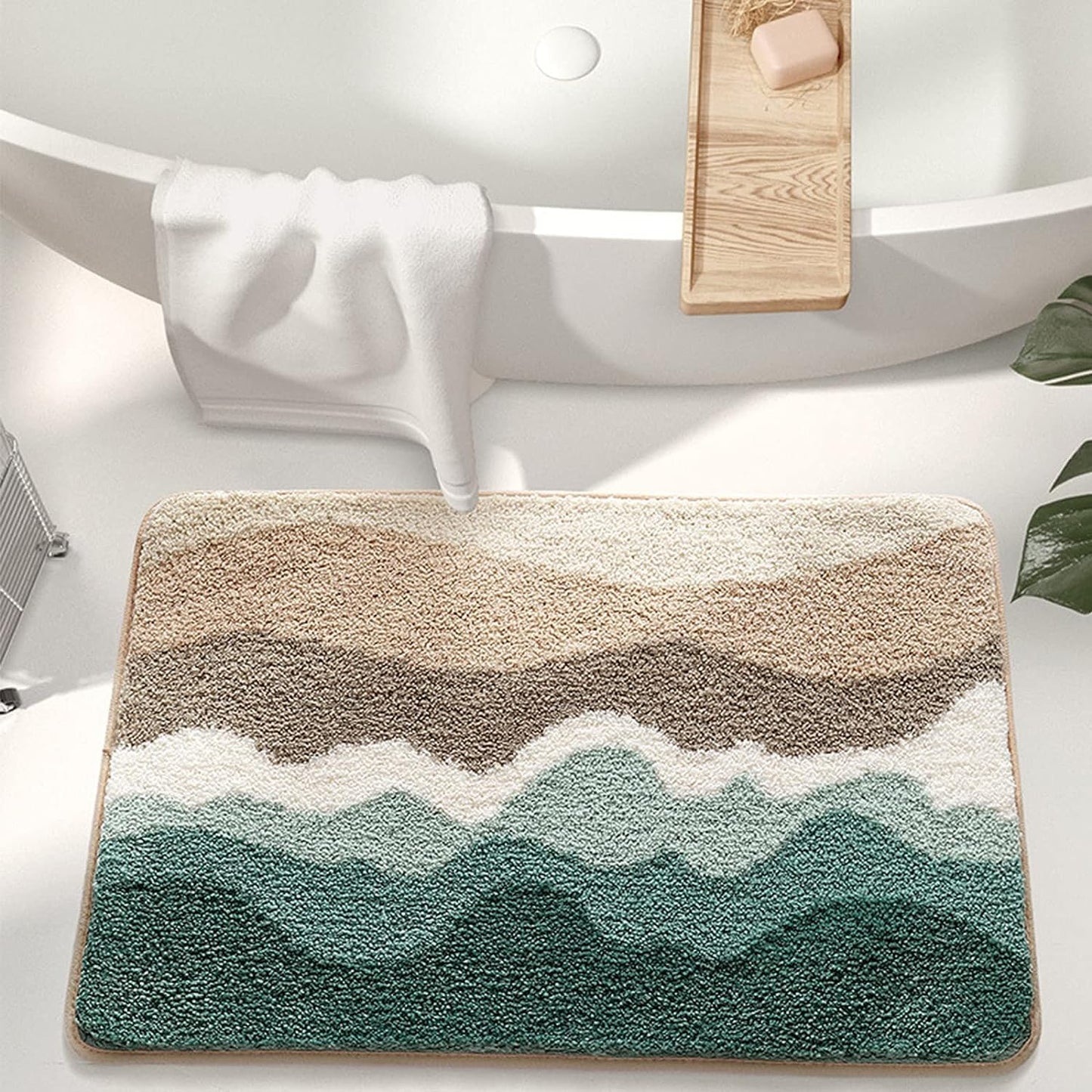 Luxury Wave Super Soft Anti-Skid 2000 GSM Microfibre Mat (40x60 cm, Pack 1) | Absorbent Door, Bath, Floor Mat for Home, Kitchen