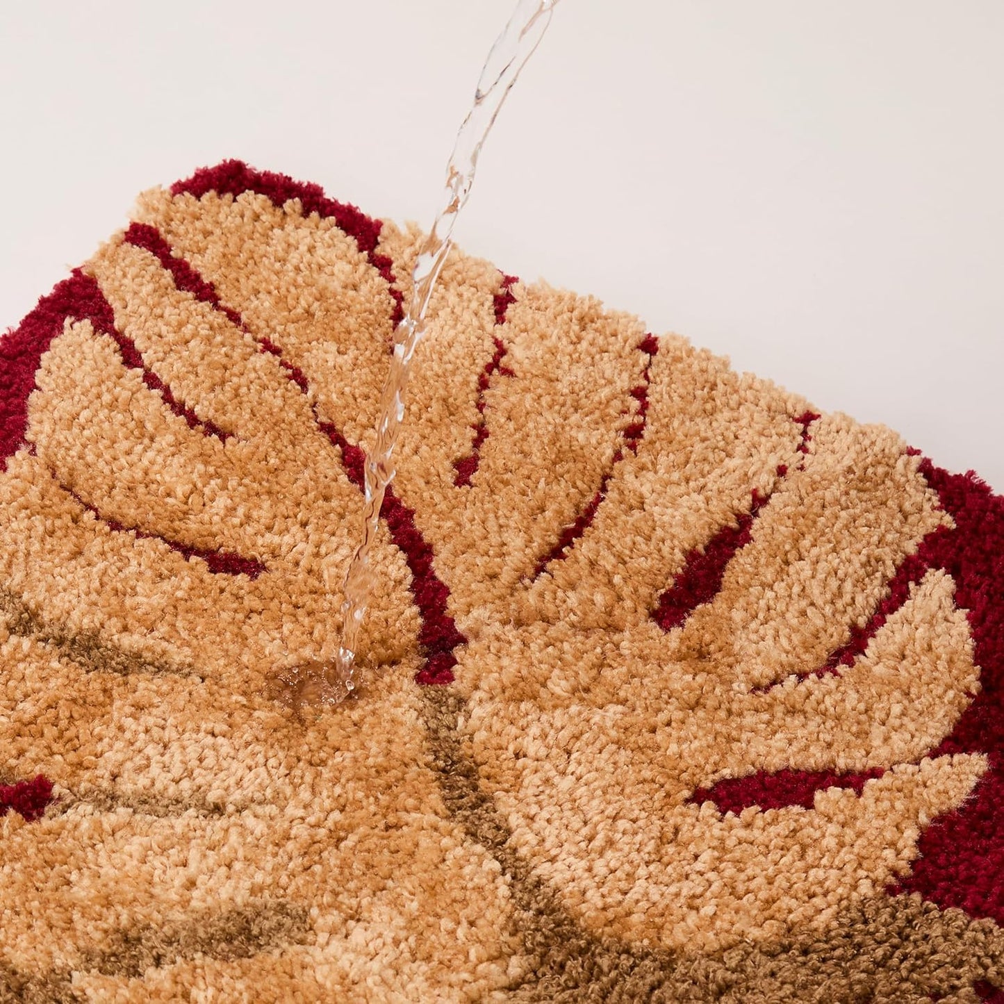 Twin Leaves Design Bath Mat | 2000 GSM Microfiber, Anti-Skid, Super Absorbent | 40x60 CM Rectangular Bathroom Rug