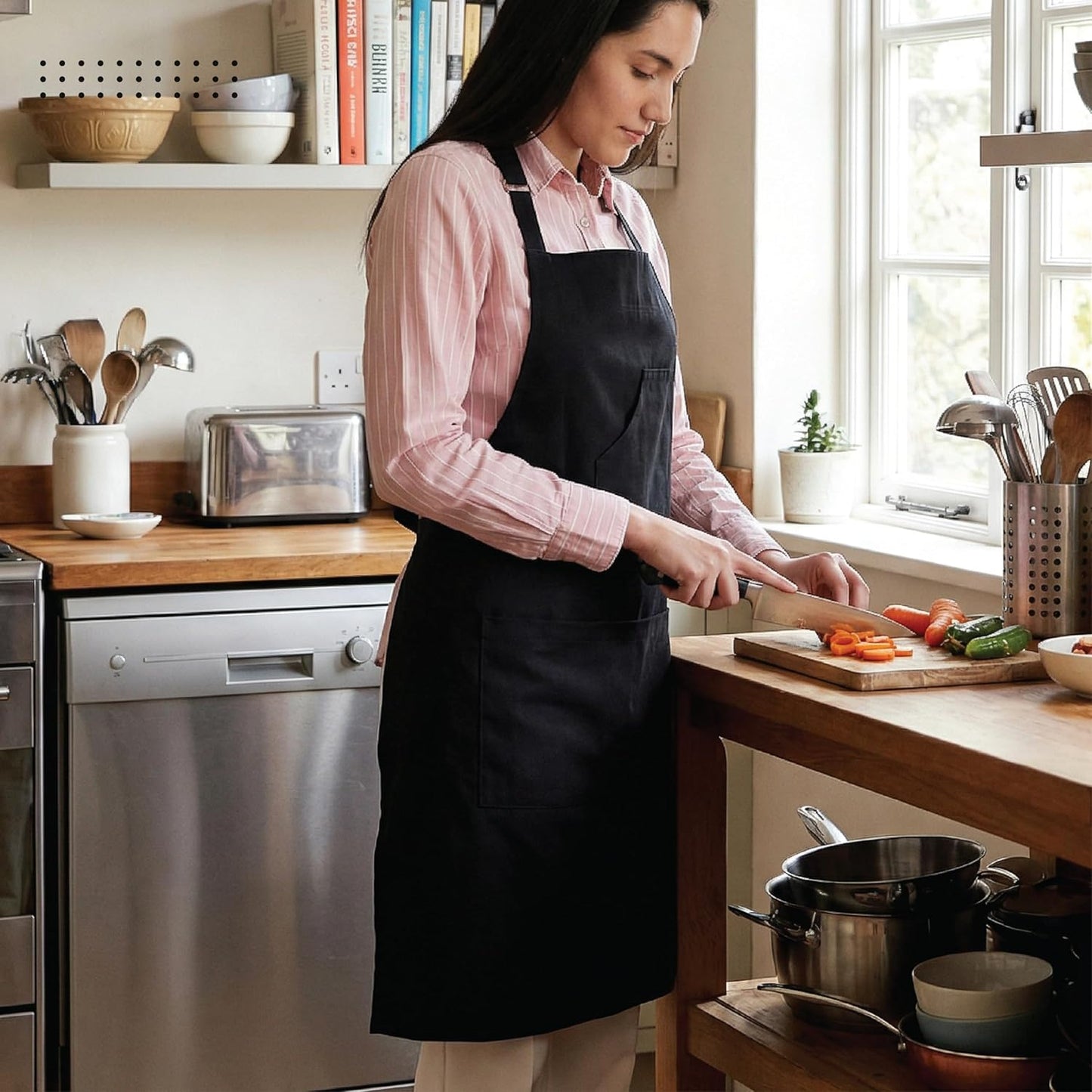 Apron, Oven Glove & Potholder Set – Kitchen Linen – 100% Cotton Heat Resistant – 3-Piece Pack