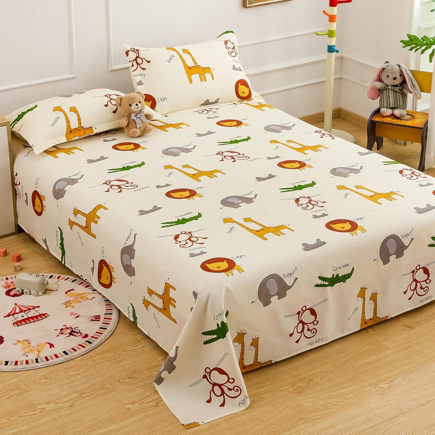 Bedsheet Set Double - Microfiber 180TC - Kids Safari Print 225x250cm