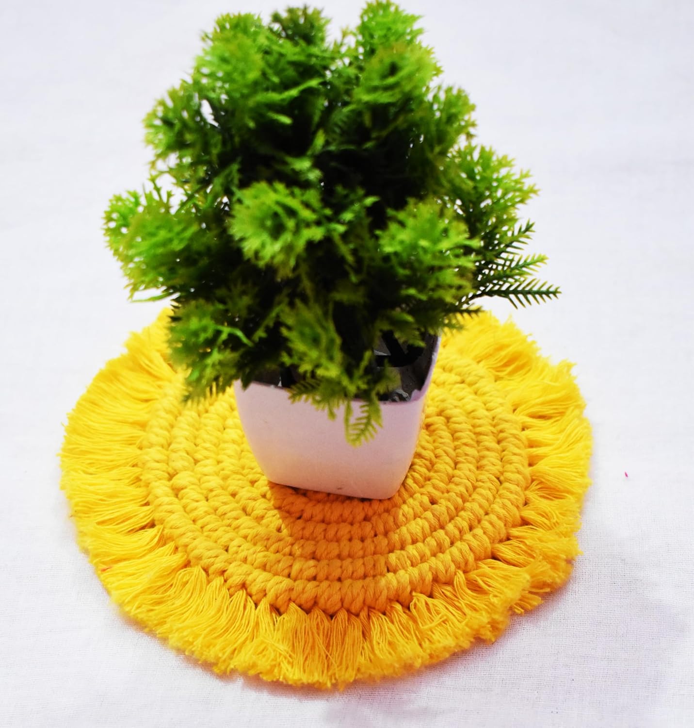 Handwoven Cotton Drink Coasters – 2pc – 6" Diameter