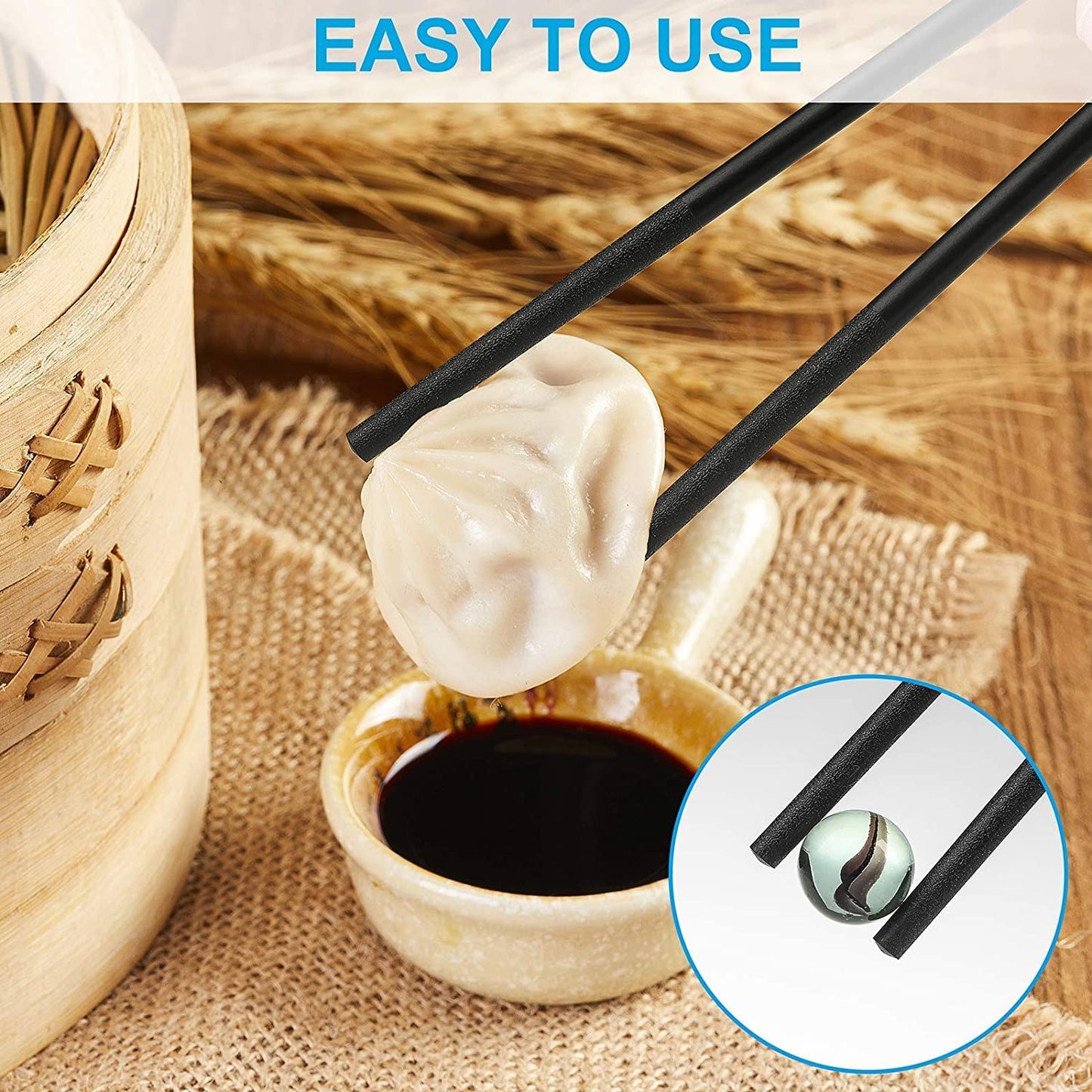 Fiberglass Chopsticks – Reusable, Non-Slip, Dishwasher Safe – 24cm, 10 Pairs