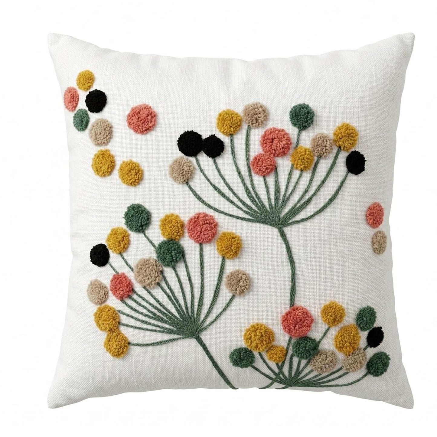 Floral Tufted Decorative Cushion Cover - 100% Cotton - 1pc
