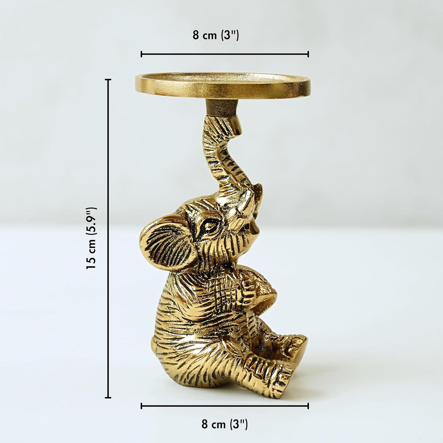 Artistic Gold Elephant Pillar Candle Holder Statue 8x8x15cm | Home Decor, Tabletop Showpiece, Wedding Gift