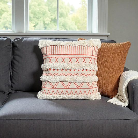 Loomix Handmade 100% Cotton Multicolor Cushion Cover 16x16 Inch | Decorative Sofa Pillow Cover for Living Room, Bedroom