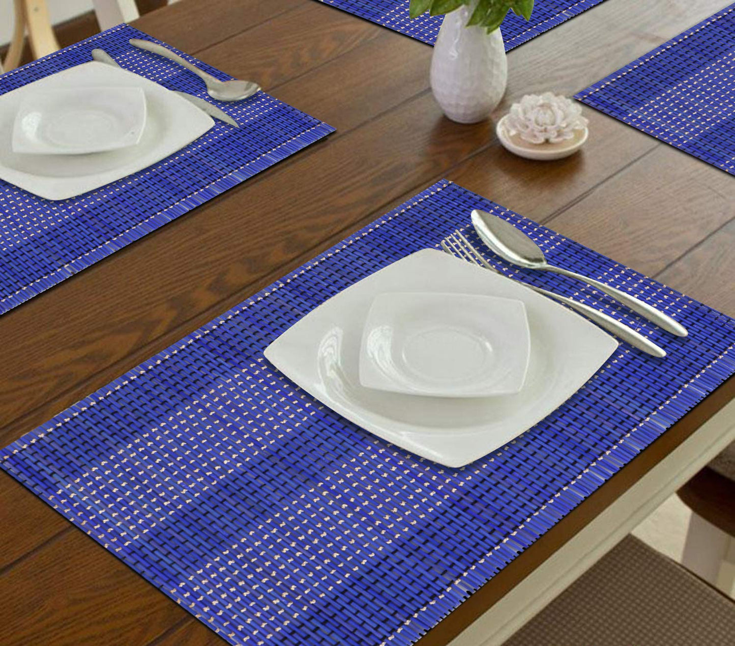 Reversible Bamboo Placemats Set of 6, 45x30 cm | Heat Resistant Table Mats for Dining & Kitchen Decor