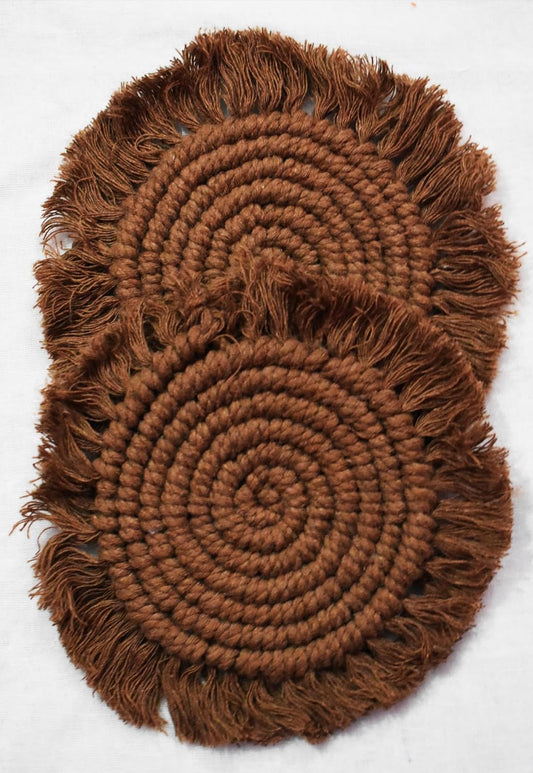 Macrame Handwoven Cotton Coaster Set – 6" Diameter, 2-Pack