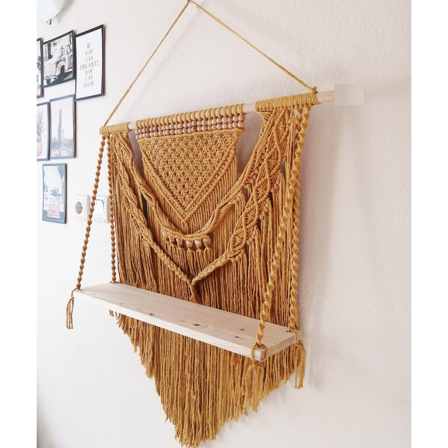 Handwoven Knitted Floating Shelf – Hanging Display Rack