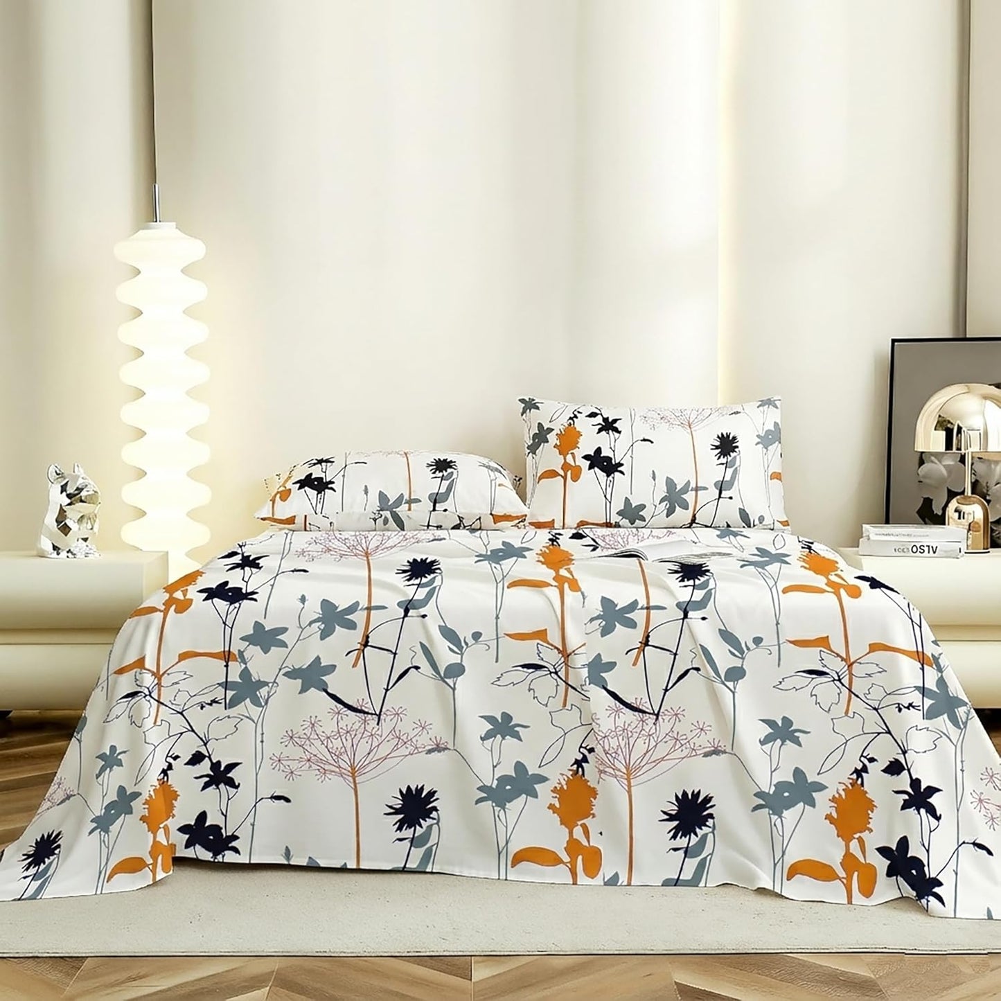 Bedsheet Set - Cotton 190 TC - Double Bed, Floral, 2 Pillow Covers