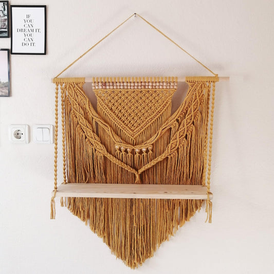 Handwoven Knitted Floating Shelf – Hanging Display Rack