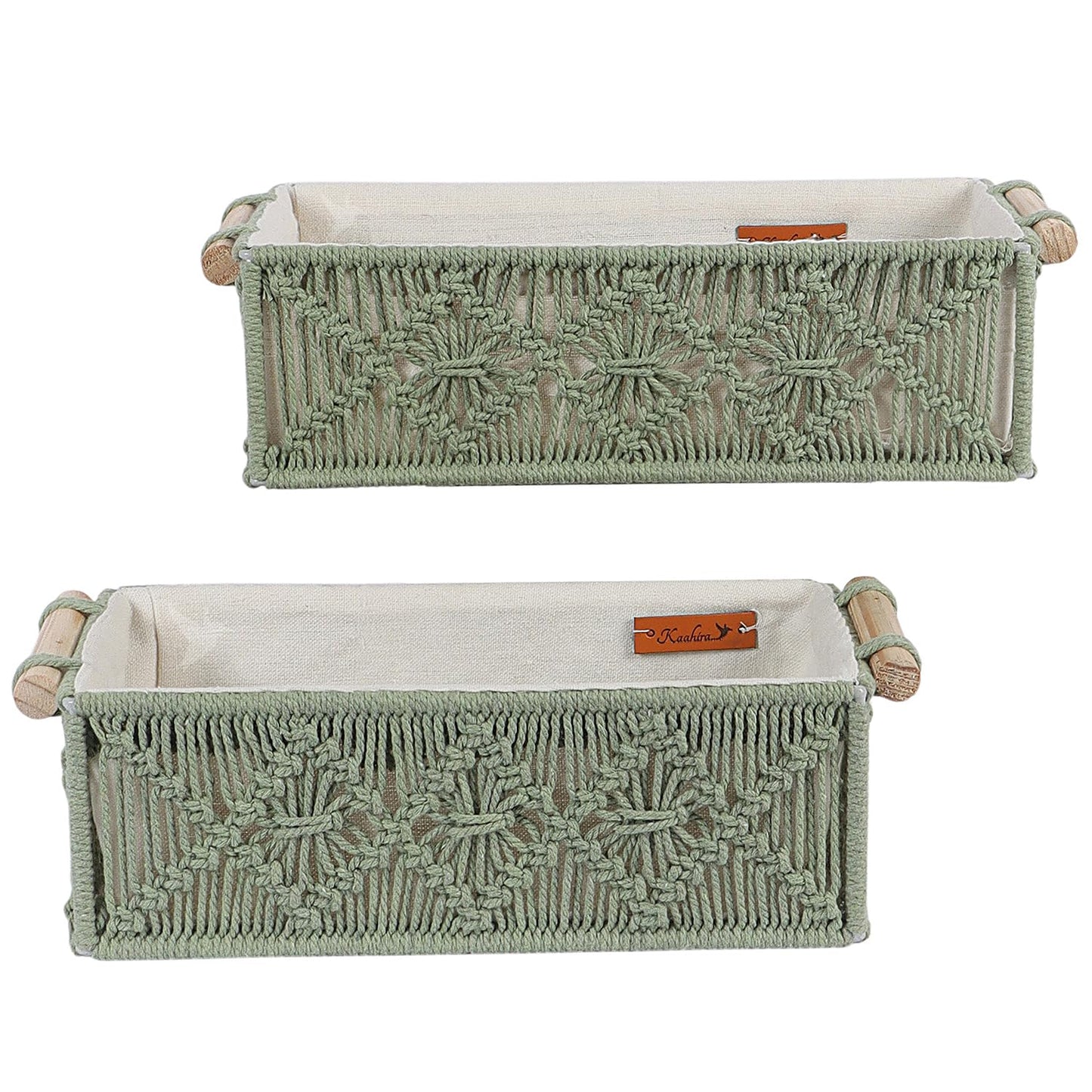 Moss Green Handcrafted Cotton Decorative Basket – 2pc Set