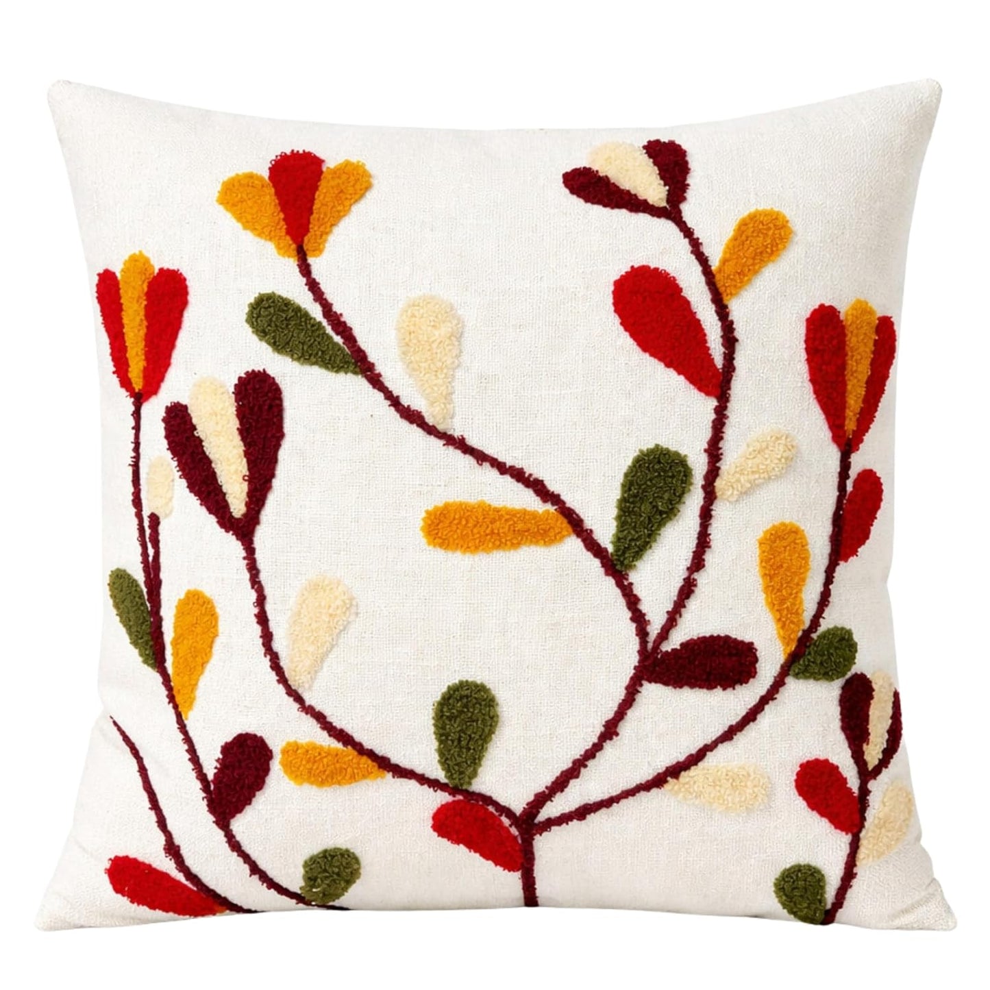 Floral Tufted Cotton Weave Pillow Cover – 1pc