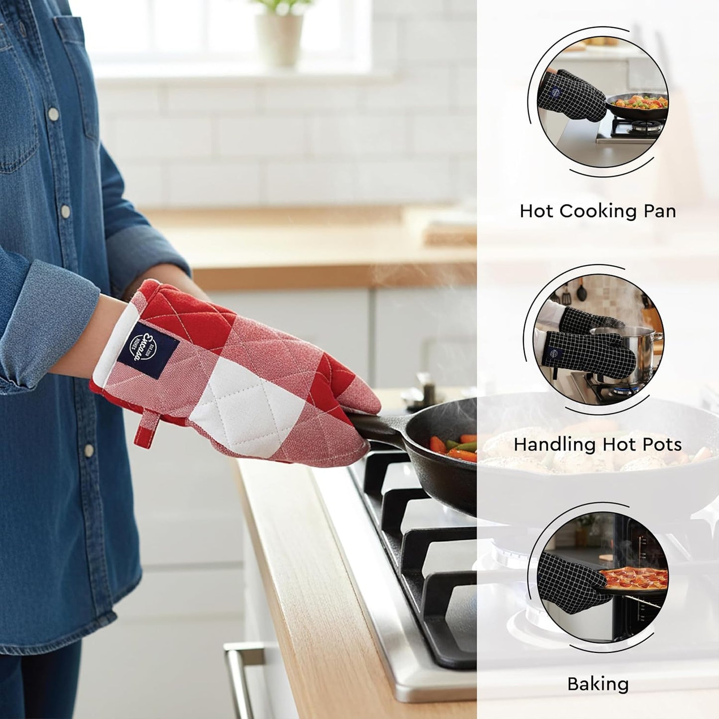 Kitchen Apron Set – 100% Cotton – Heat Resistant, Adjustable Fit – 3-Piece Combo