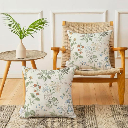 Modern Garden Decorative Soft Organic Cotton Cushion Covers 16x16 Inch - Set of 2 | Jaipur Weaves, Sofa Bed Chair Home Decor