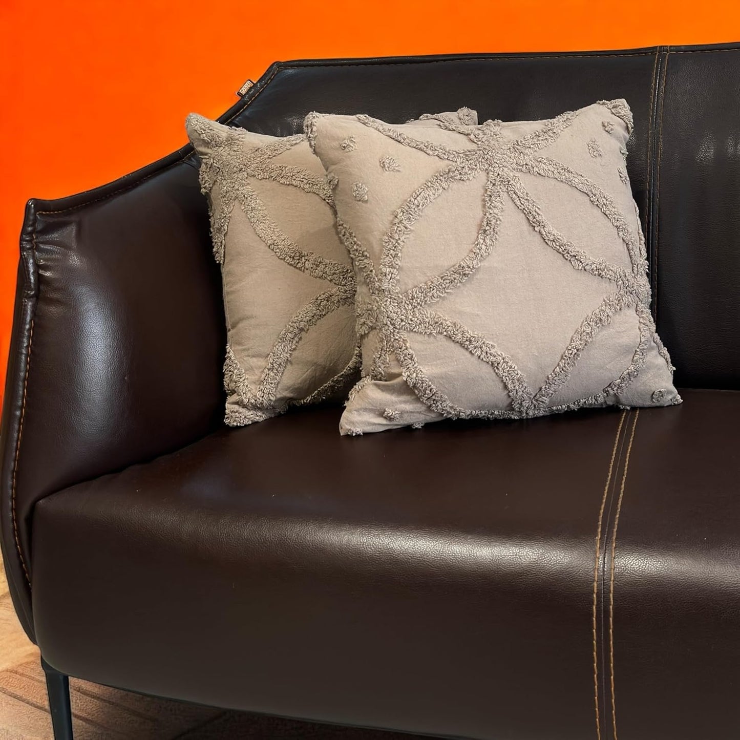 Bohemian Tufted Sunflower Cushion Cover 16x16 inch | Pack of 2 Decorative Throw Pillow Covers for Sofa Bed