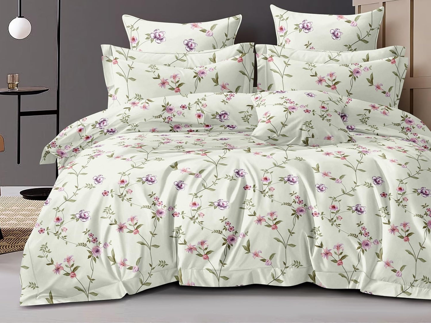 Elastic Fitted Bedsheet Set - Glace Cotton Printed - King Size, 3-Piece (72"x78")