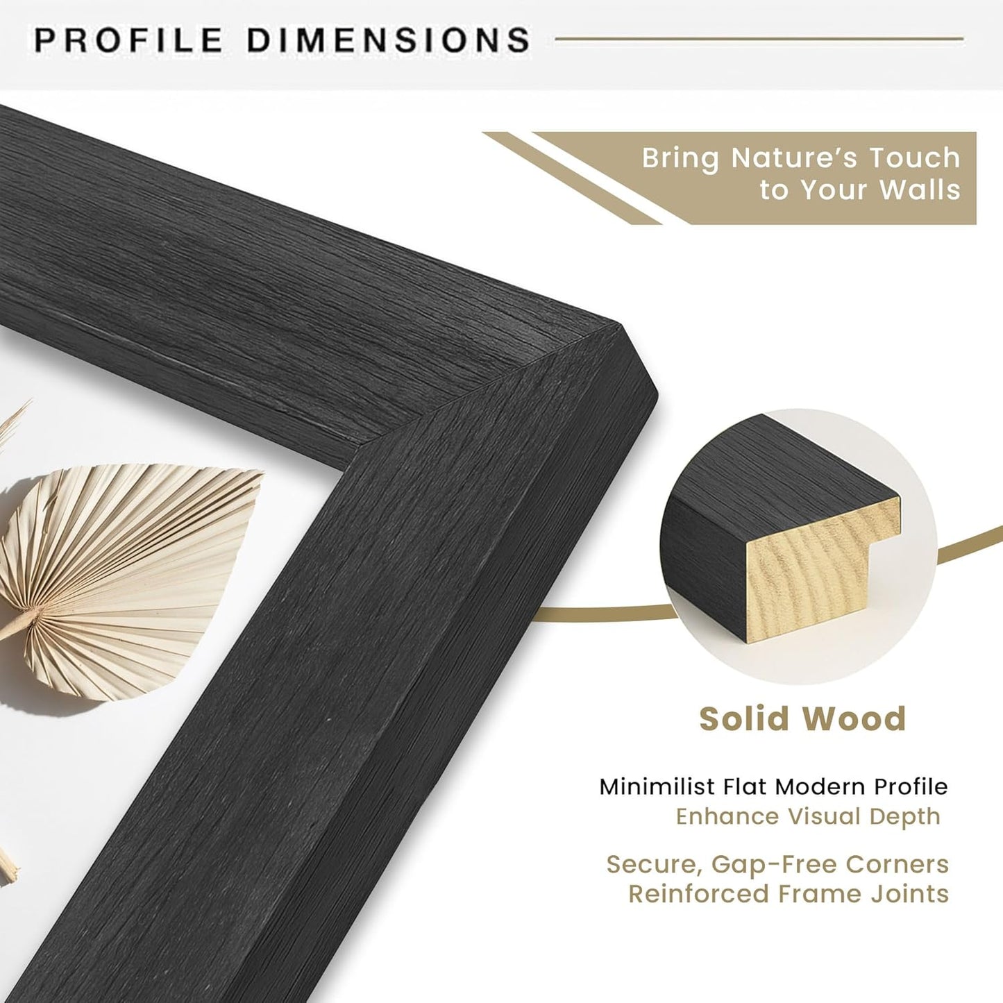 6x8 Photo Frame – Wooden Picture Frame – Black Woodgrain – Handcrafted