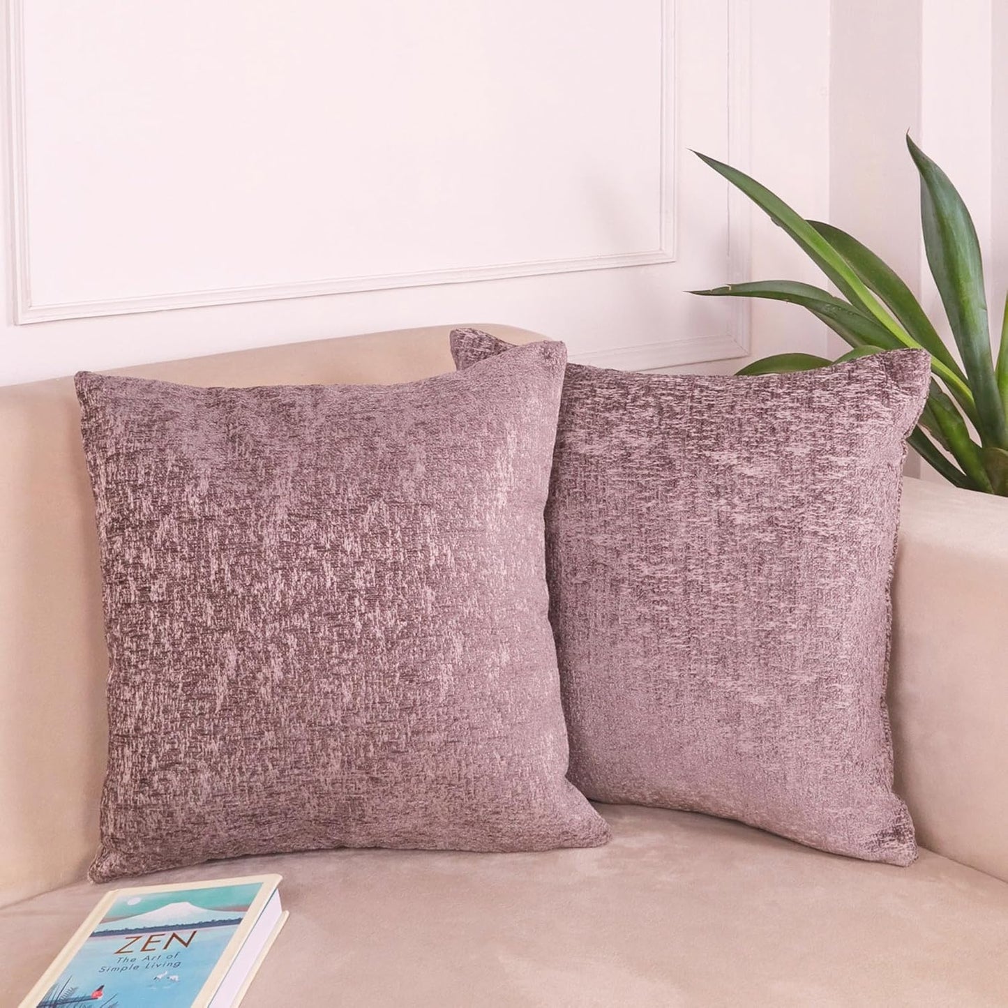 Soft Velvet-Feel Chenille Cushion Covers Set of 2 (16x16) | Durable, Washable for Sofa, Couch, Bed, Home Decor, Grey