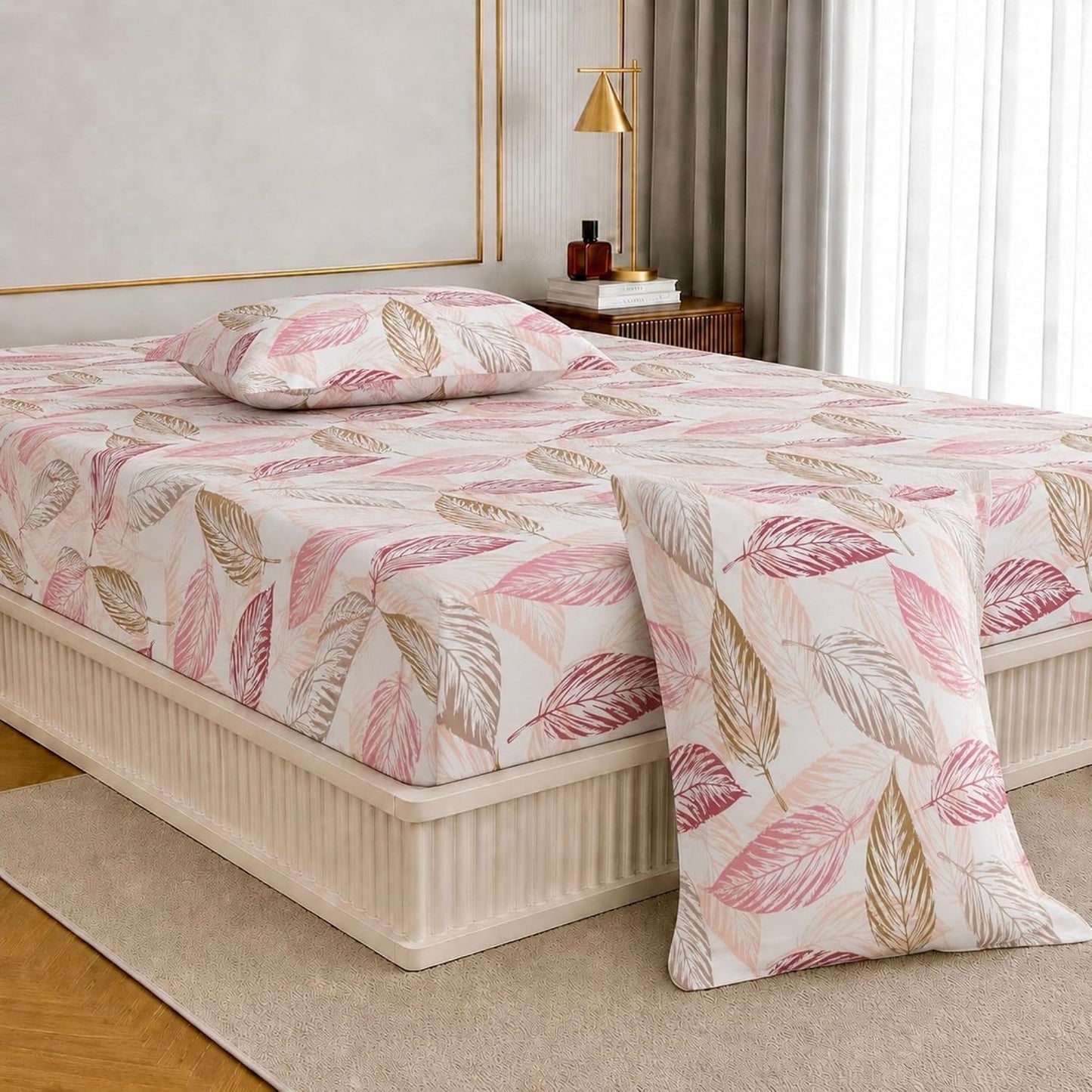 Bedsheet | 240TC Cotton Elastic Fitted | King, 72x78in, 3PC Set