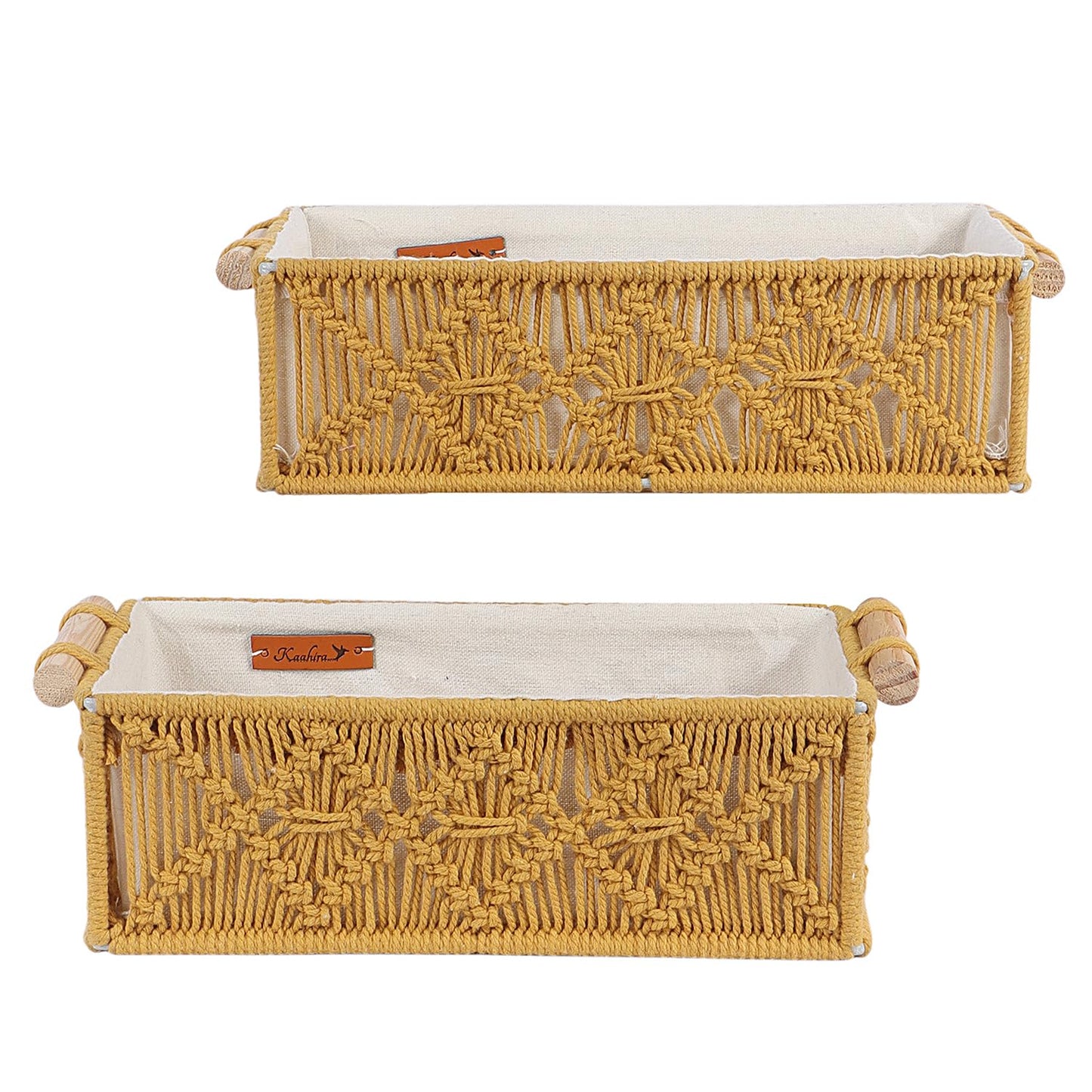 Mustard Handcrafted Cotton Decorative Basket – 2pc Set