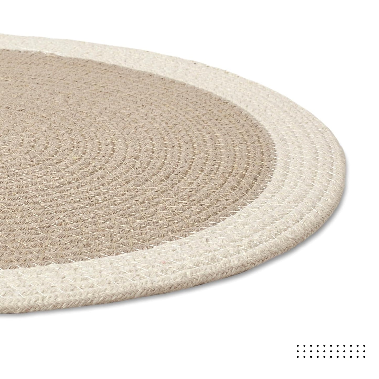 Beige Ribbed Cotton Round Table Mats Set of 4 (32cm) | Handmade Heat-Resistant Washable Dining Placemats