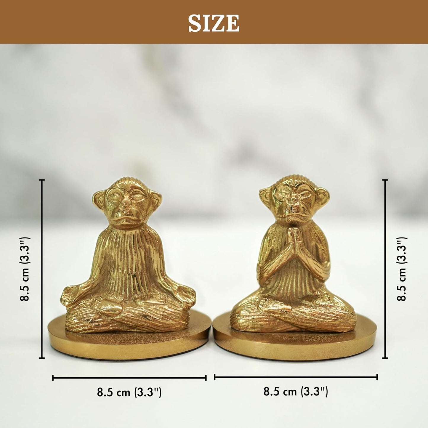 Antique Gold Yoga Monkey Aluminium Candle Holders Set of 2 | Decorative Home Decor, Festive Gift, Wedding, Anniversary, Diwali