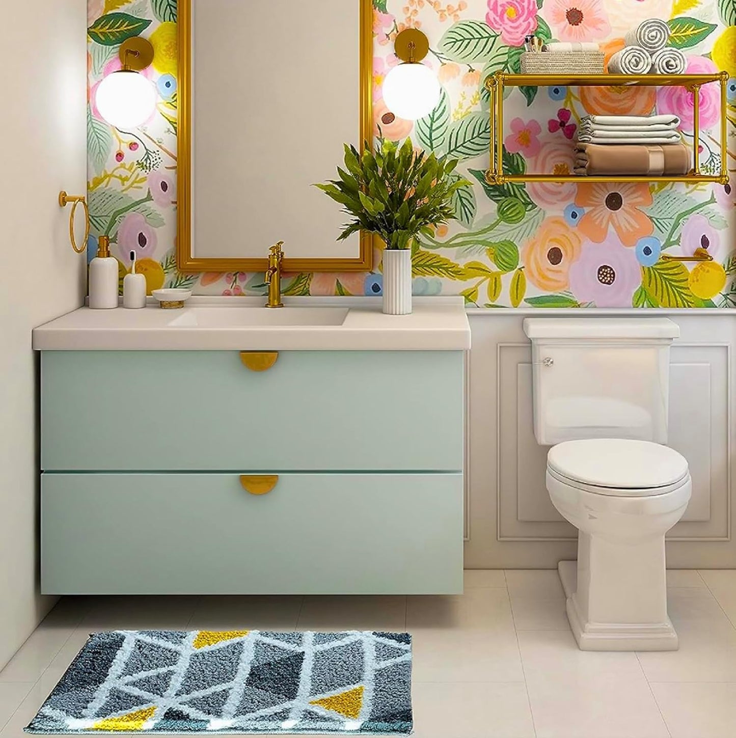 Mosaic Super Soft Microfibre 2000 GSM Bath Mat 50x80 cm Pack of 1 | Super Absorbent Anti-Skid Door Floor Mat Grey