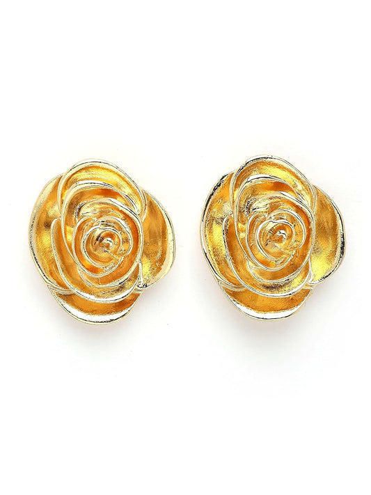 Floral Stud Earrings – Gold Plated Fashion Jewellery – Crafted Design – Pair
