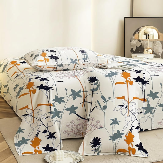 Bedsheet Set - 186 TC Cotton - Double Size Printed - 3-Piece Set