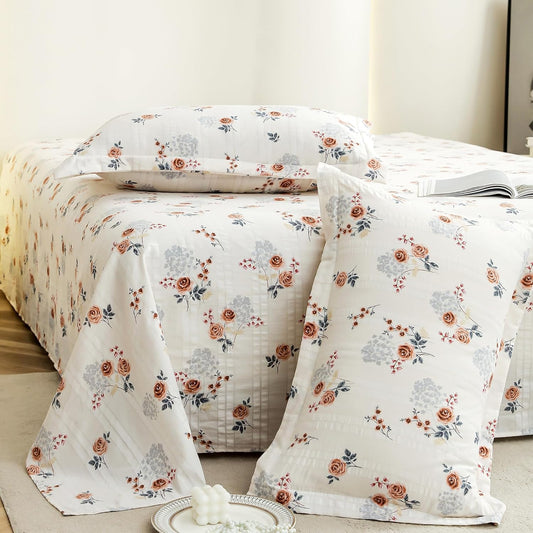 Flat Sheet King Size - Cloud Cotton 300 TC - Floral Design (270x250cm)