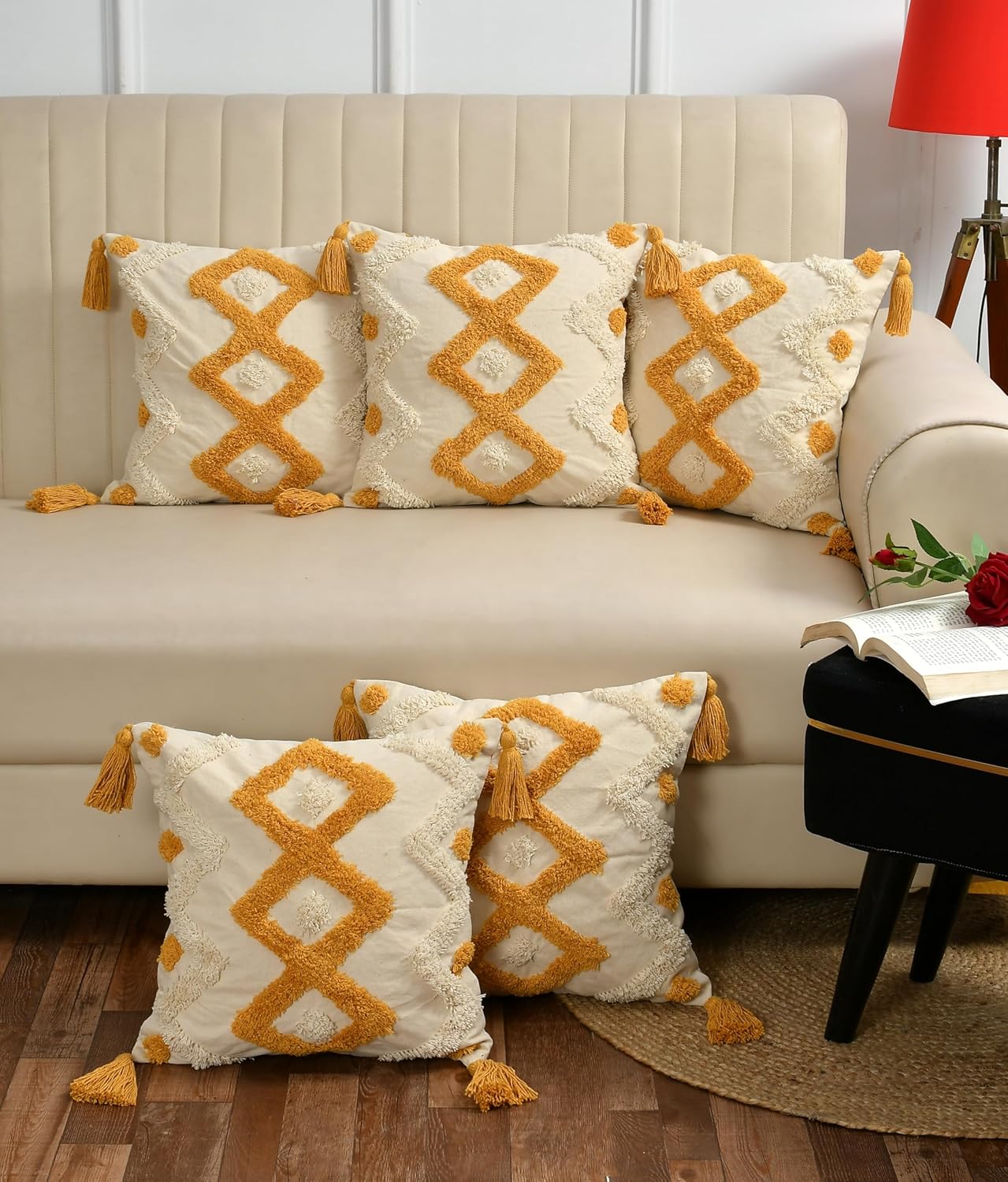 Boho Tufted Soft Cozy Cushion Cover 16x16 Inch, Pack of 1 | Decorative Pillow Cover for Sofa Bed Home Decor