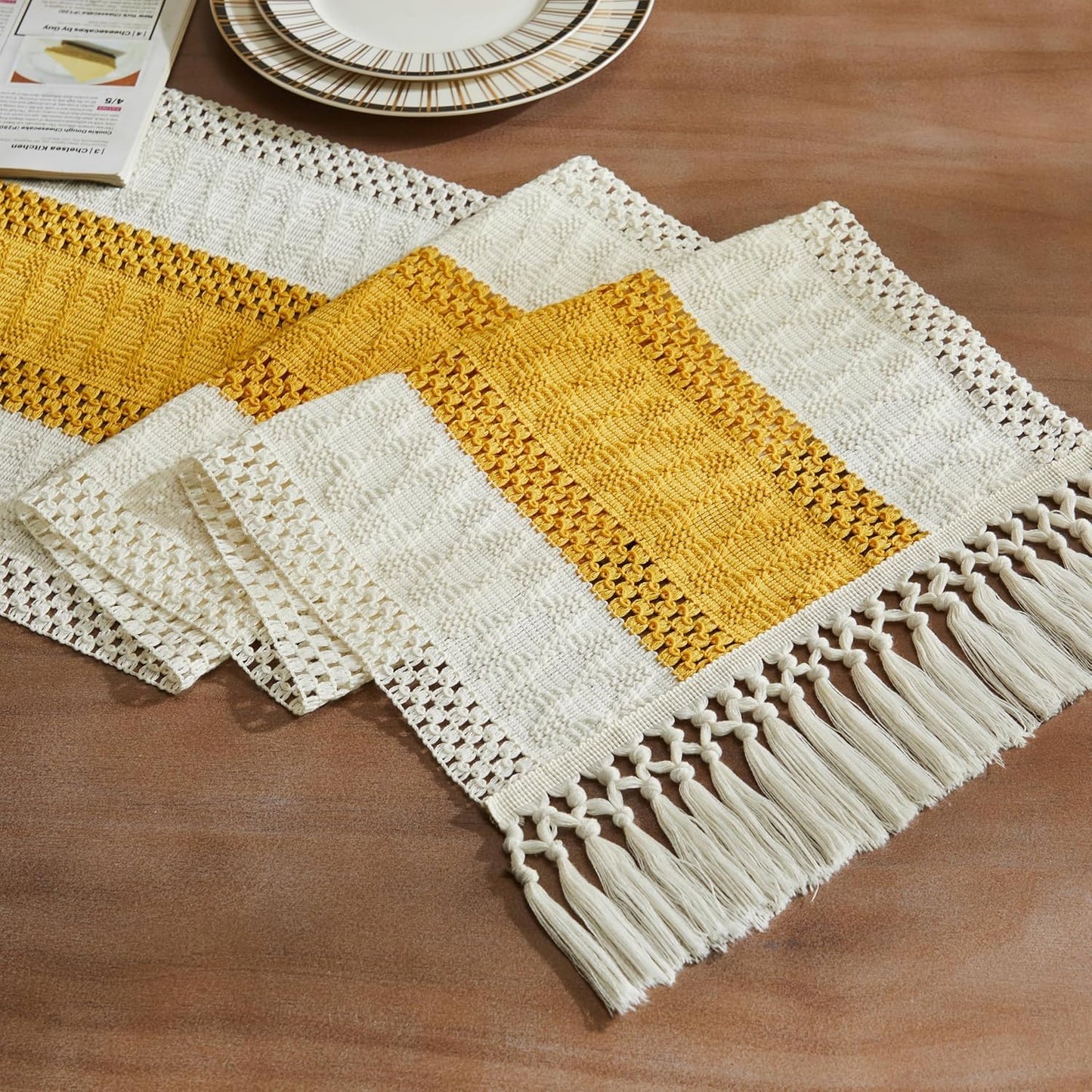 Bicolor Stitch Table Runner – Dining Linen – Cotton Blend – 12x72 Inch Single Unit
