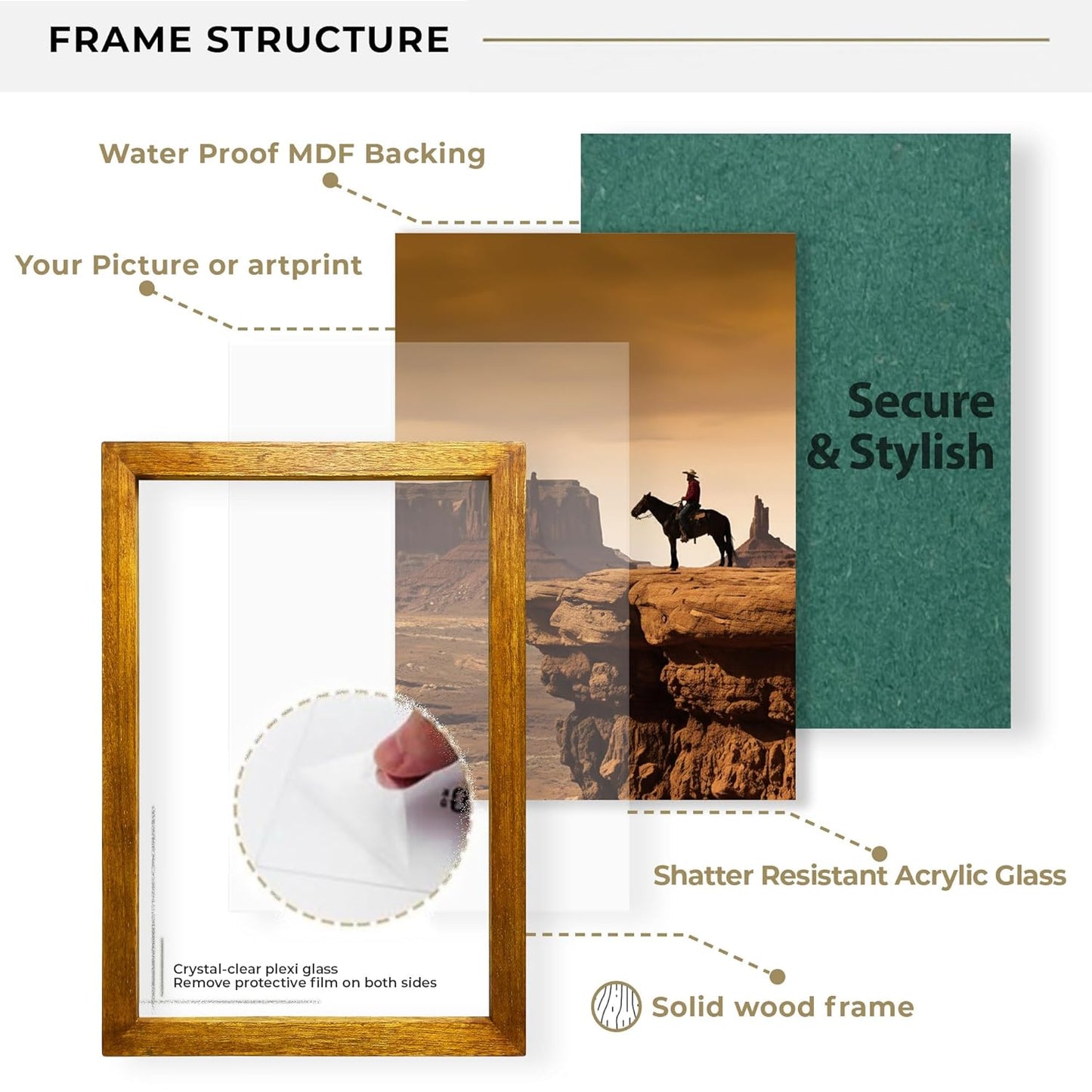 Red Cedar Woodgrain Photo Frame – Moisture Resistant – 6x8 inch