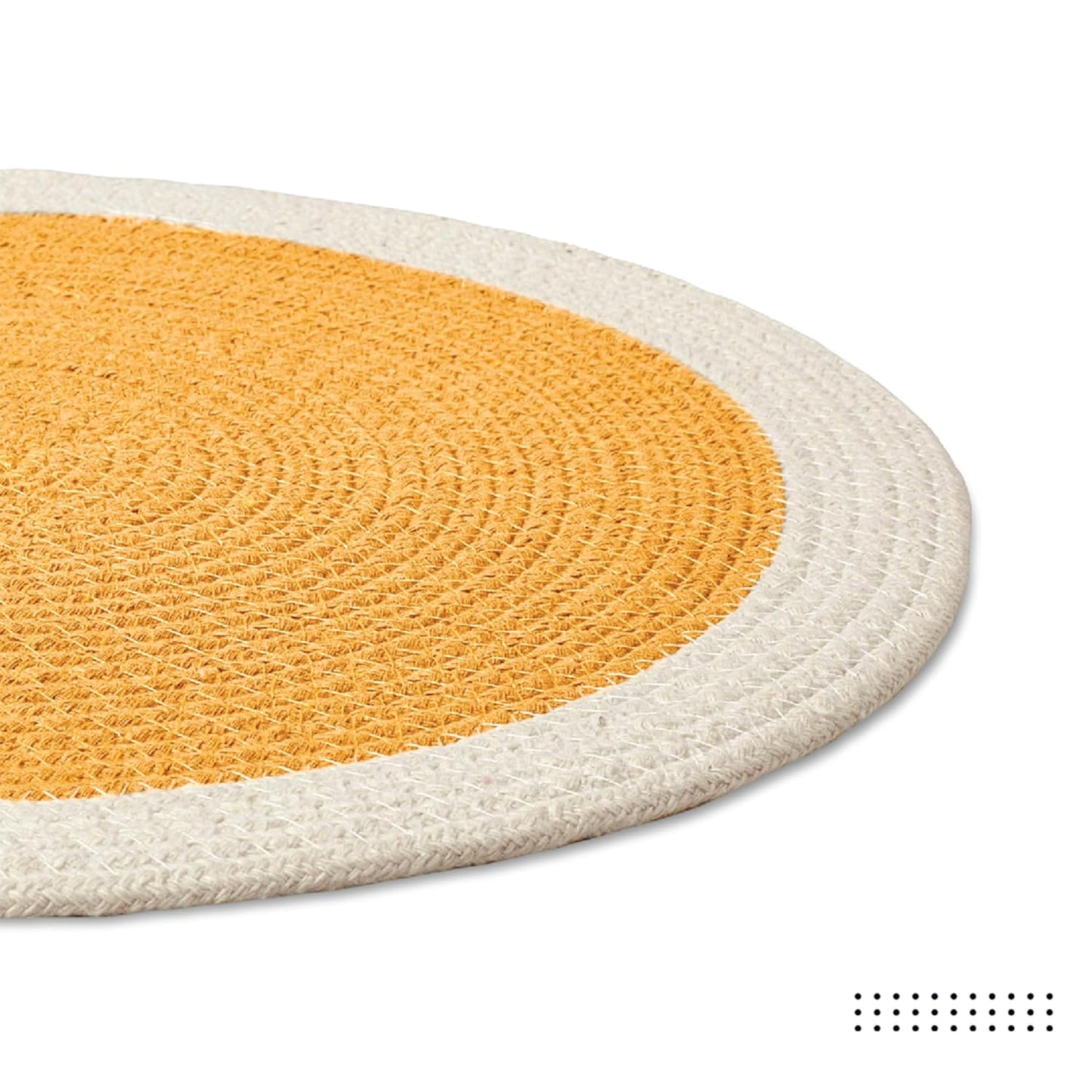 Handmade Ribbed Cotton Round Table Mats Set of 4 (32cm) | Heat-Resistant, Washable Dining Placemats