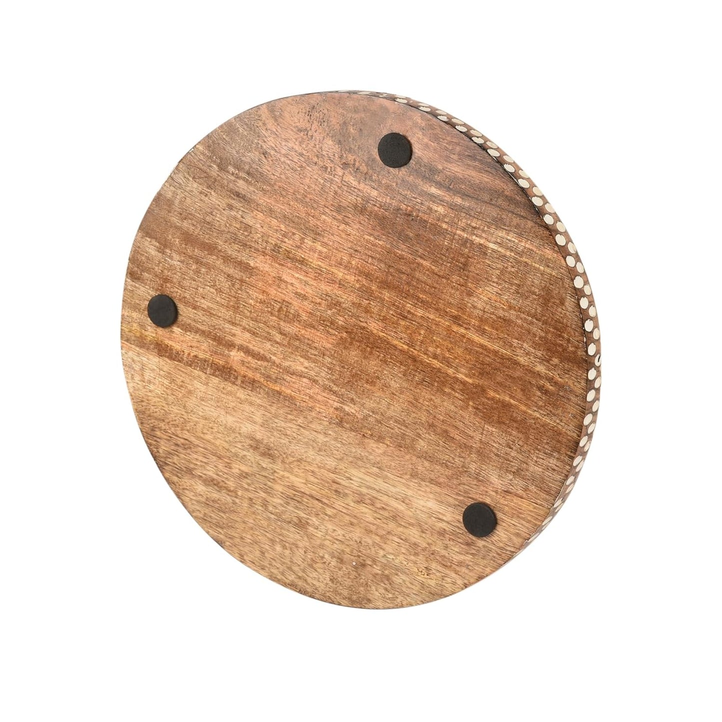 Wooden Round Serving Tray – Decorative Platter – Hand-Carved Wood – 11-Inch Diameter