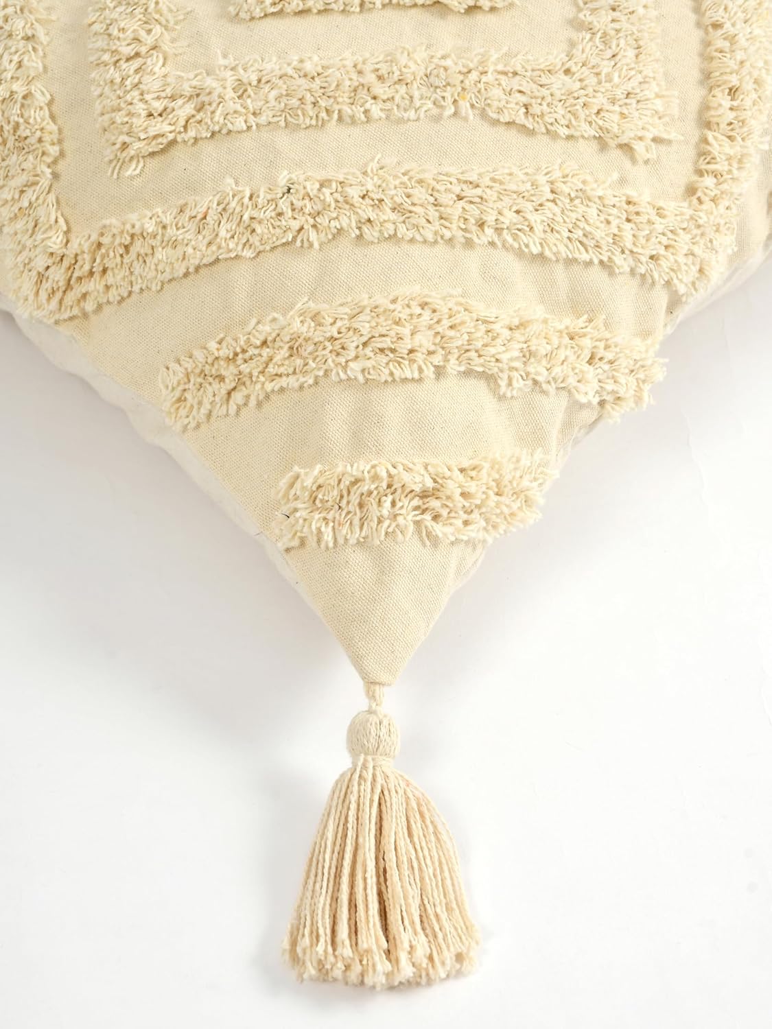 Boho Tufted Hidden Zipper Cushion Cover 16x16 inch, Pack of 1 | Bedroom Living Room Sofa Throw Pillow Cover