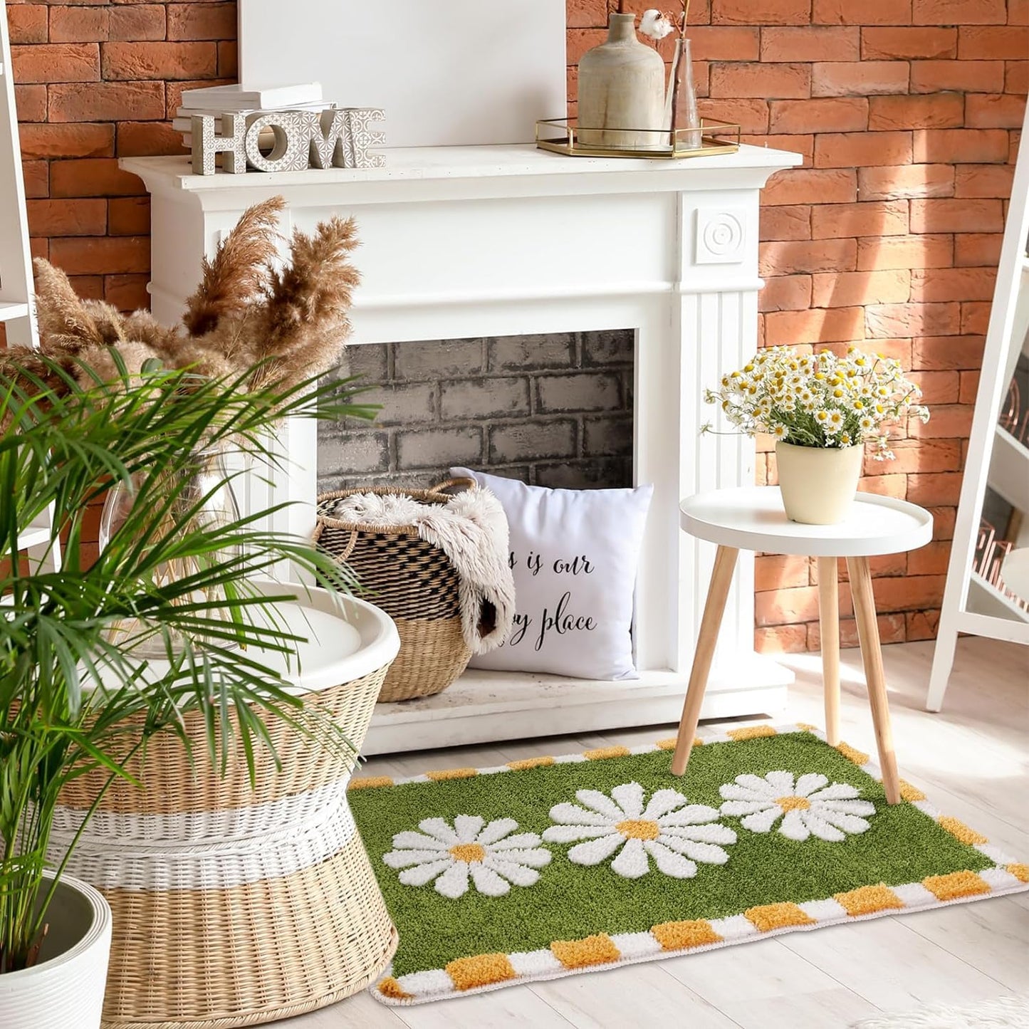 Blossom Super Soft Anti-Skid Microfiber 2000 GSM Mat (50x80 cm) Pack of 1 | Absorbent Bath Kitchen Door Floor Mat Green