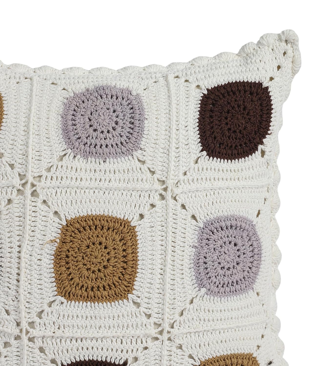 Hand-Crocheted Dahlia Cushion – Premium Cotton Yarn – 16x16 in