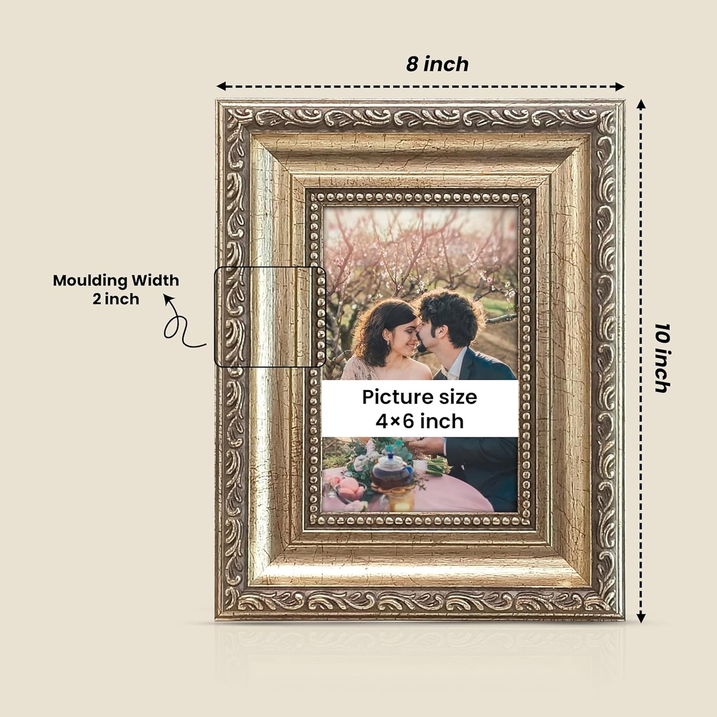 Elegant Table Rectangular Photo Frame – Wood & Plexiglass – 4x6 Inch