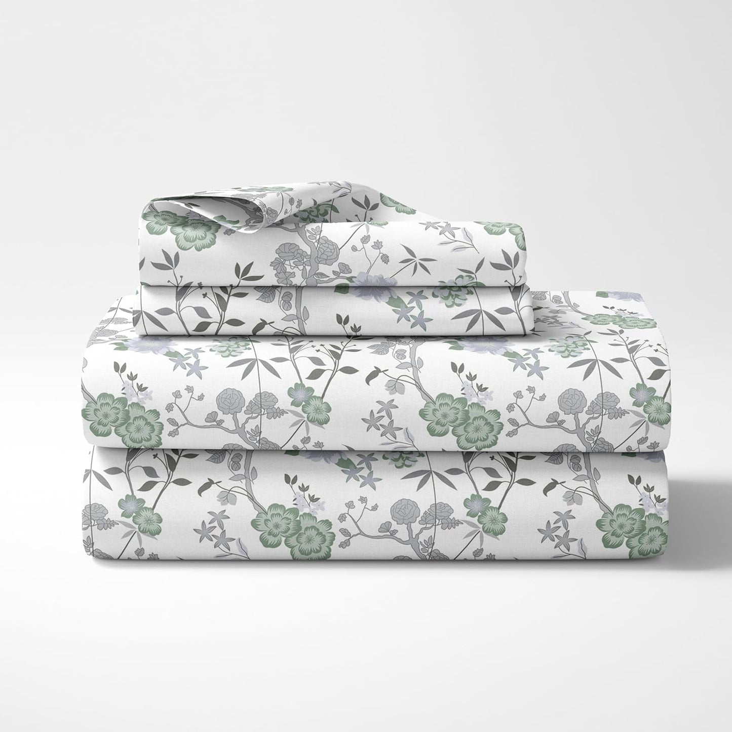 Ensemble de draps pour lit double - 100 % coton 144 fils/cm² - Doux et respirant, 2 taies d'oreiller
