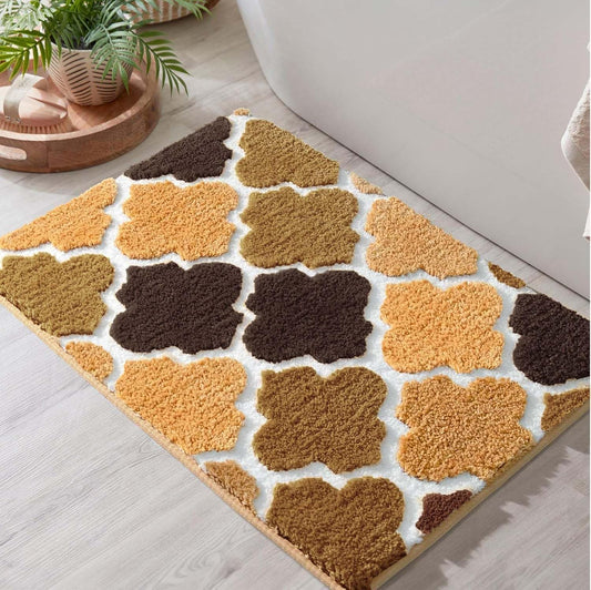 Beige Ellipse Super Soft Anti-Skid 2000 GSM Super Absorbent Microfiber Mat 40x60 cm Pack of 1 | Bathroom Kitchen Door Floor Mat