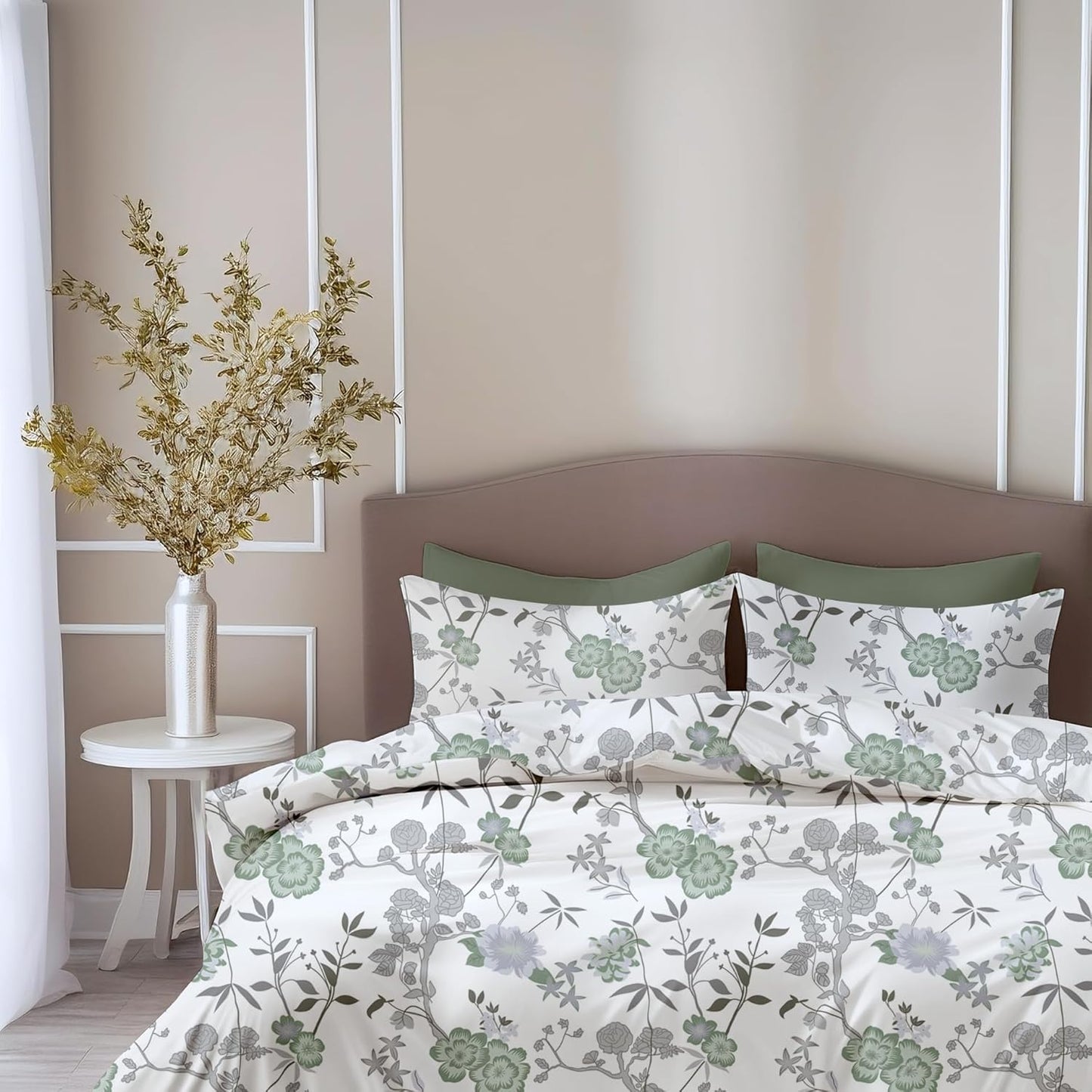 Ensemble de draps pour lit double - 100 % coton 144 fils/cm² - Doux et respirant, 2 taies d'oreiller