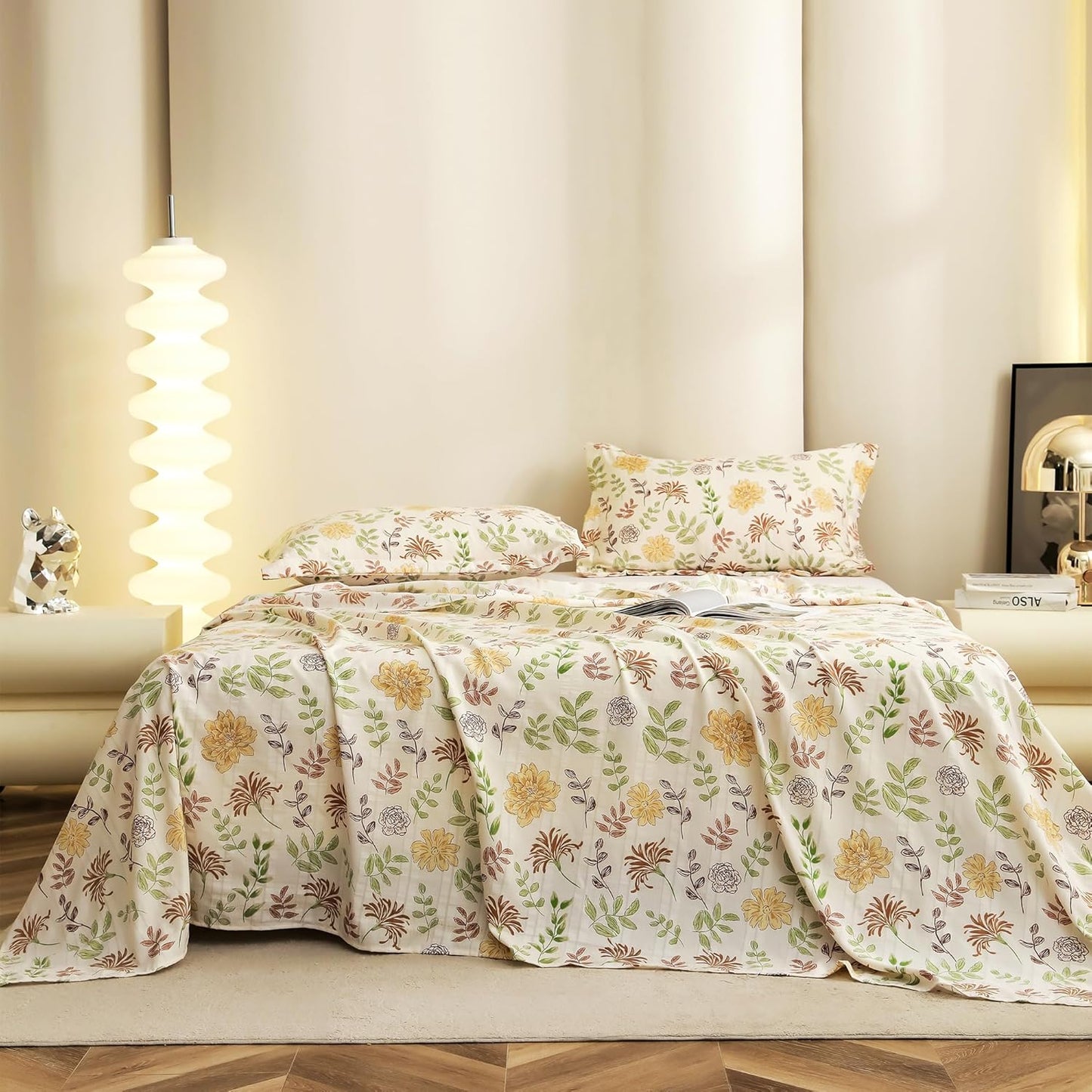 King Size Bedsheet - Cloud Cotton 300 TC - Floral Design Set