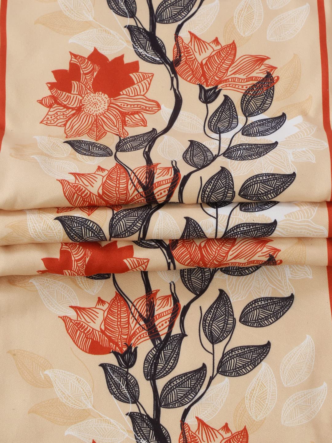 Digital Printed Beige Orange Poly Cotton Washable Dining Table Runner (13x60 Inch) | Alina Decor Kitchen Decor