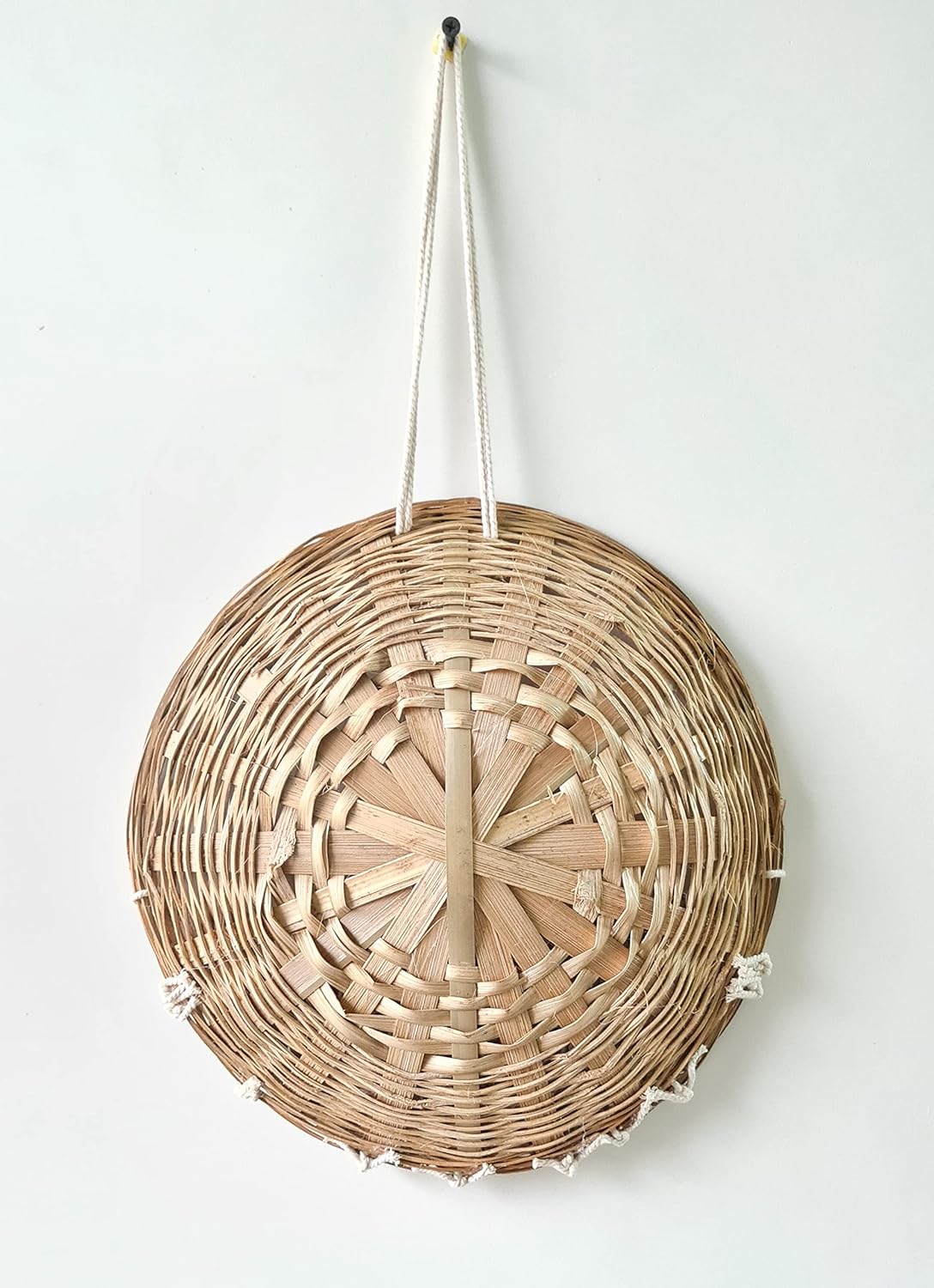Handcrafted Macrame Basket – Cotton Weave Off-White – 11 Inch Diameter