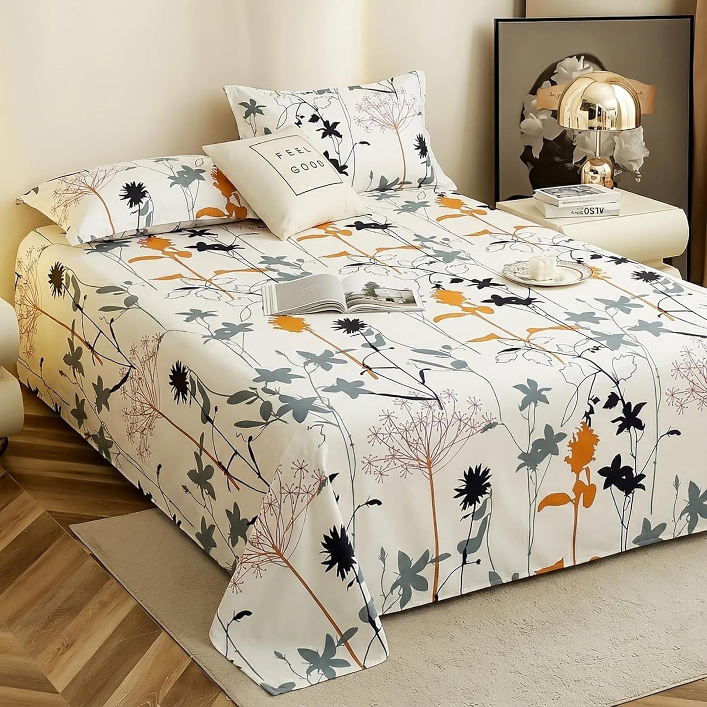 Bedsheet Set - 186 TC Cotton - Double Size Printed - 3-Piece Set