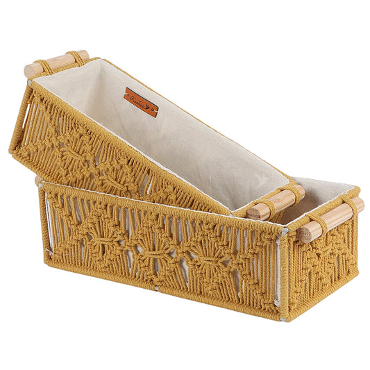 Mustard Handcrafted Cotton Decorative Basket – 2pc Set