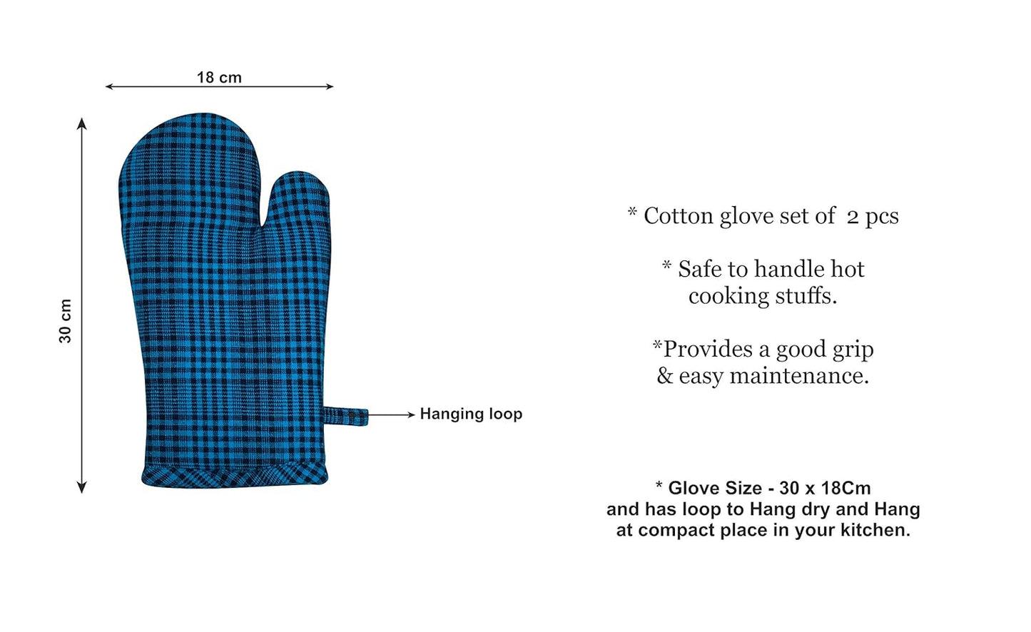 Gants de cuisine résistants à la chaleur – Coton et rembourrage en polyester – Lot de 2 (30 x 20 cm)